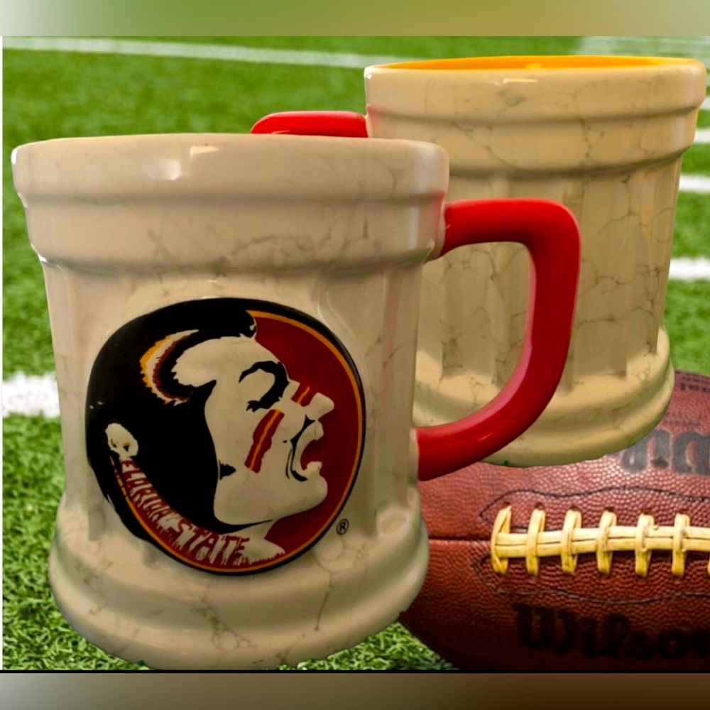 FSU Florida State Seminoles NCAA Marble-look Relief Raised Logo Cup Mug NWT